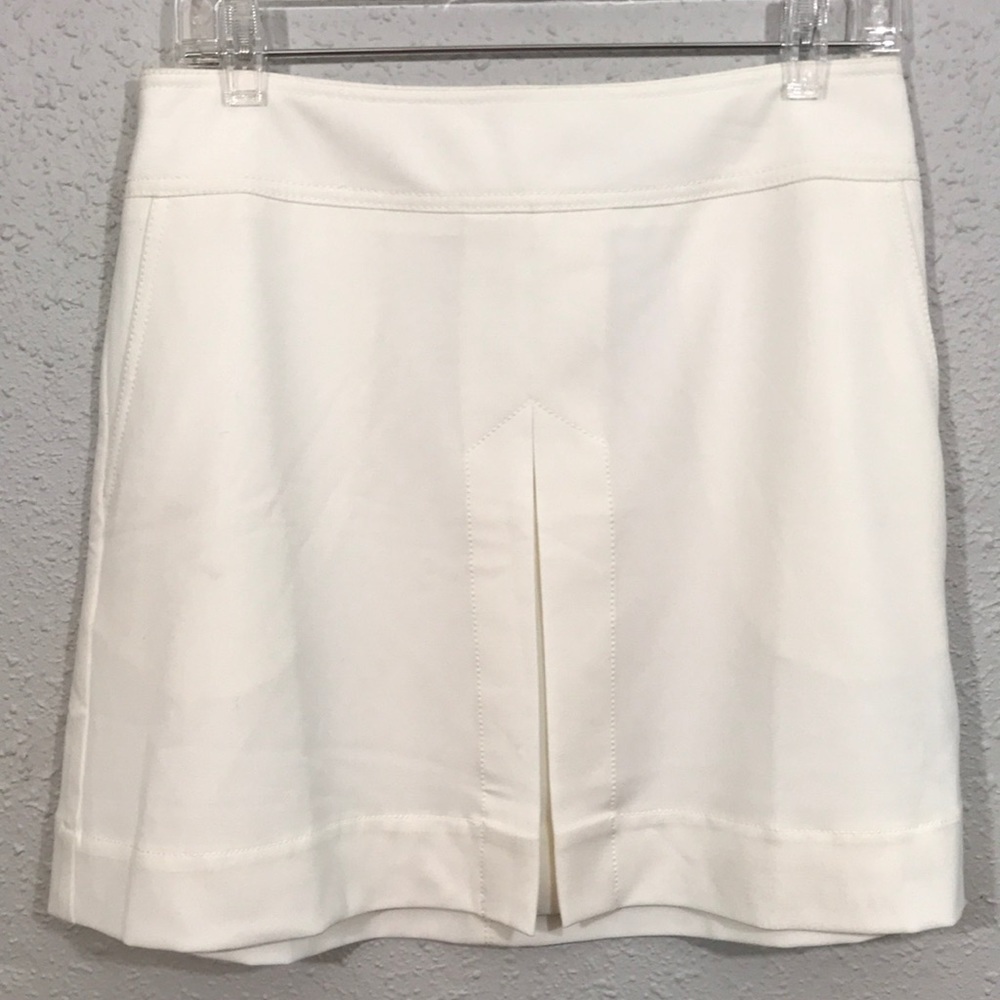 Valette White Lined Single Center Pleat A-Line Mini Skiet size 8